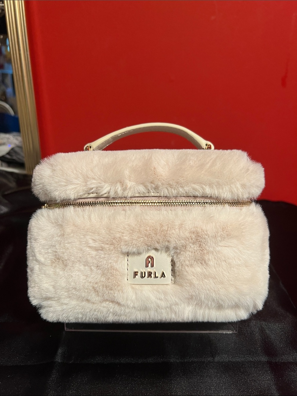 Furla Blush Faux-Fur Top Handle removable Crossbody strap - Picture 7 of 9